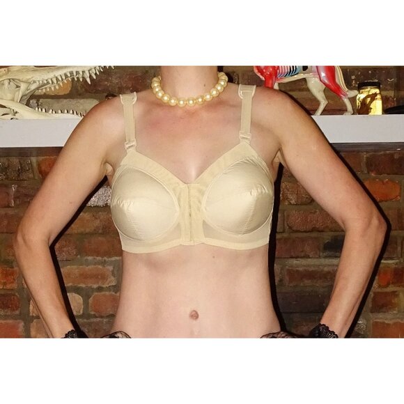 Vintage Ivory Exquisite Form Bullet Bra 36 C front closure pinup retro pointy - Picture 3 of 8